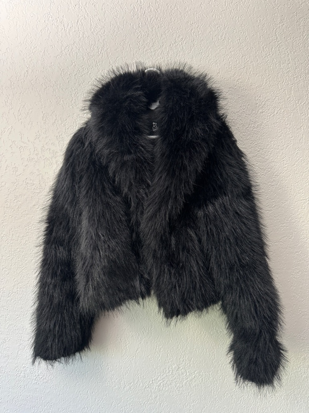 art class Black Faux Fur Jacket for Kids